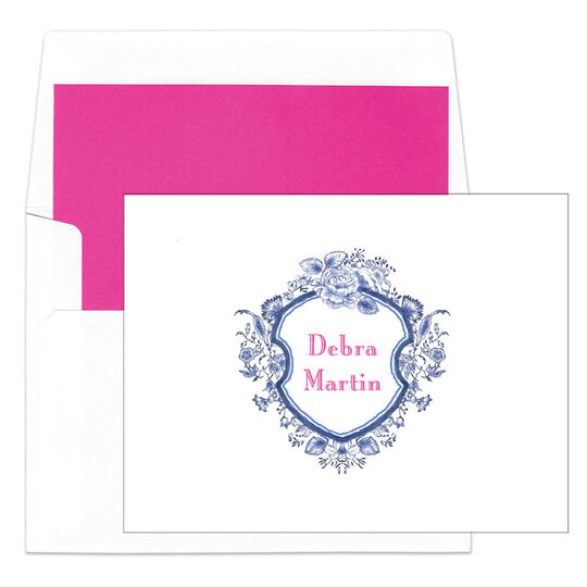 Floral Crest Folded Note Cards